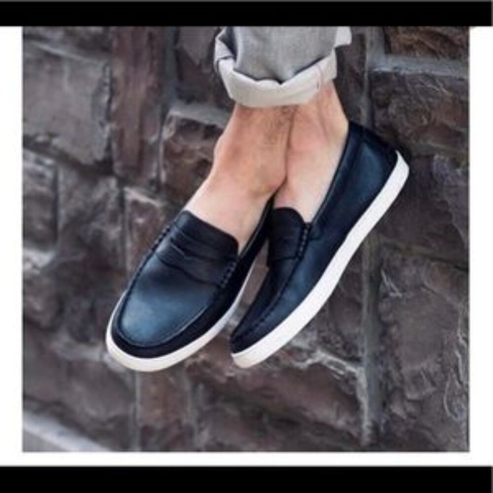 Cole Haan Nantucket Penny Loafers in Black Pebbled Leather - Picture 13 of 16